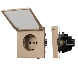 Фото #1 товара Механизм розетки влагозащищённый SCT-TENDO-MCP-PL-GD (230V, 16A) (Arlight, -)