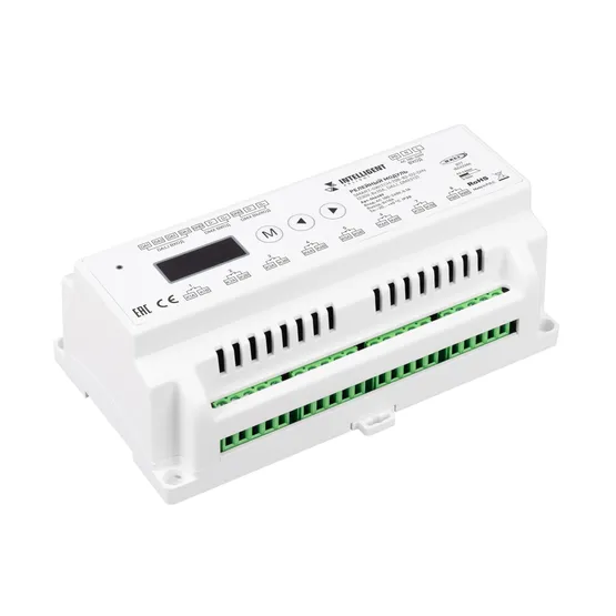 Фото товара INTELLIGENT ARLIGHT Релейный модуль SMART-SWITCH-708-82-D2-DIN (230V, 8x10A, DALI, DMX512) (IARL, IP20 Пластик, 5 лет)