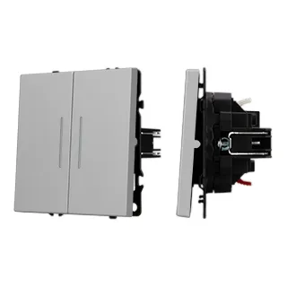 Фото товара Механизм звонкового выключателя двухклавишный LED SWT-NOBE-MKR2-SFPL-L-IS (230V, 10A) (Arlight, Никель)