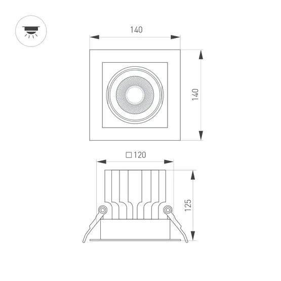Фото #2 товара Светильник MS-VORTEX-BUILT-S140x140-30W Day4000 (WH-WH, 17 deg, 230V) (Arlight, IP20 Металл, 5 лет)