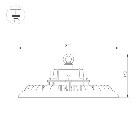 Фото #2 товара Светильник SP-ARIVA-DIM-R300-150W White5000 (BK, 90 deg, 230V, 0-10V) (Arlight, IP65 Металл, 5 лет)