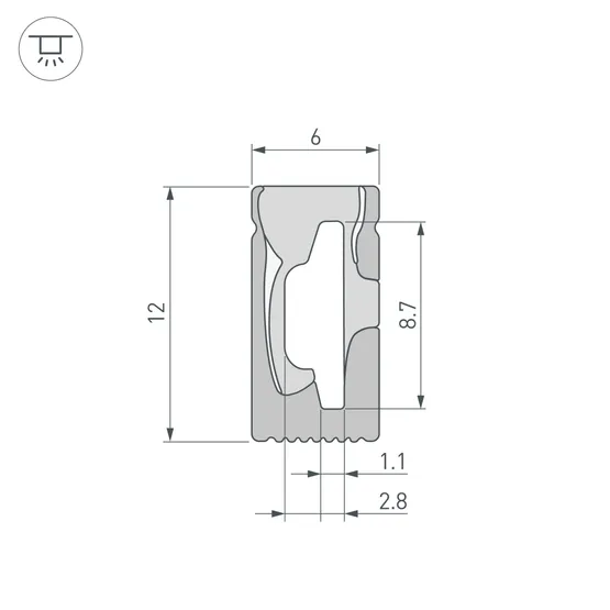 Фото #3 товара Силиконовый профиль WPH-FLEX-0612-SIDE-S8-5m BLACK (Arlight, Силикон)