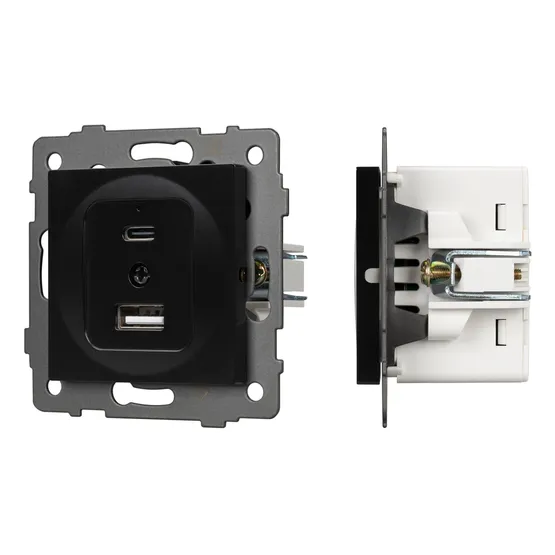 Фото #1 товара Механизм USB розетки SCT-MUAC-PL-BK-V (5V, 3A, QC4) (Arlight, -)