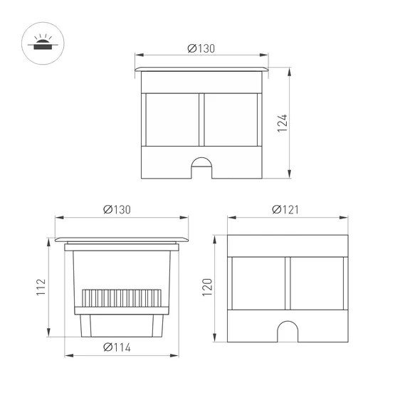 Фото #2 товара Светильник LTD-DAFNA-GROUND-R130-11W Day4000 (SL, 10 deg, 230V) (Arlight, IP67 Металл, 5 лет)