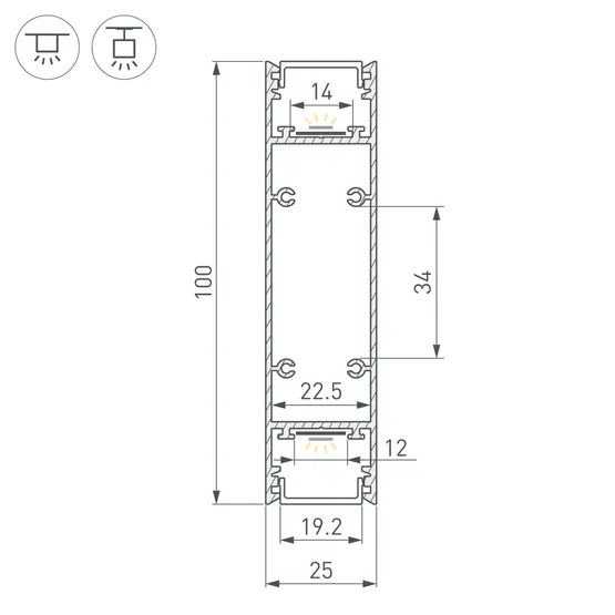 Фото #3 товара Профиль SL-LINE-25100-DUAL-2500 SILVER (Arlight, Алюминий)