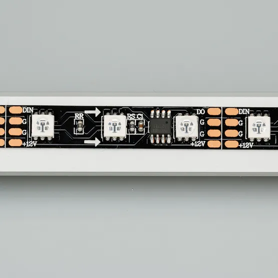 Фото #2 товара Светодиодная лента SPI-5000-5060-60 12V Cx3 RGB-Auto (Black 10mm, 13.2W/m, IP20) (Arlight, Открытый, IP20)