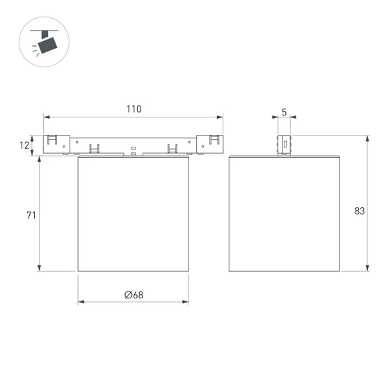 Фото #4 товара Светильник MAG-MICROCOSM-POINT-R68-7W Warm3000 (GD, 36 deg, 24V) (Arlight, IP20 Металл, 5 лет)