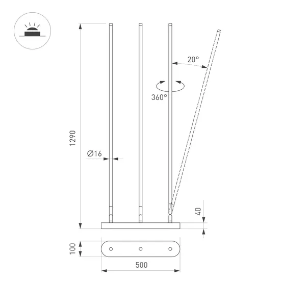 Фото #4 товара Светильник SP-FRITO-FLOOR-36W Warm3200-MIX (BK, 120 deg, 230V) (Arlight, IP20 Металл, 5 лет)